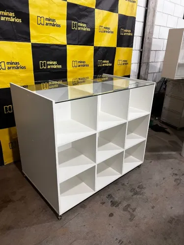 Ilha colmeia Com tampo de vidro 100x100x70 Faça seu orçamento
