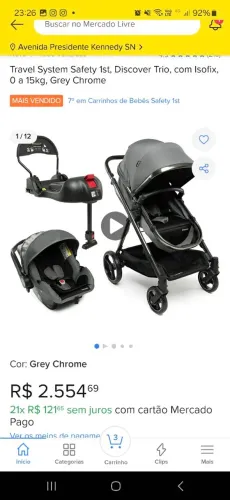 Carrinho de bebê travel system safety 1st Discovery trio com isofix