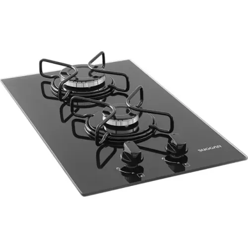 Cooktop Mesa De Vidro 2 Queimadores À Gás Suggar Preto FG2002FVP Bivolt