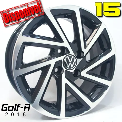 Jogo de Rodas aro 15 Volkswagen Golf R 2018 preta com diamantado 4x100 novas