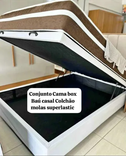Cama Box Baú Casal com Colchão Superlastic