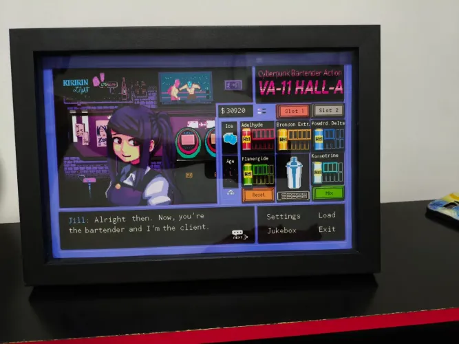 Quadro 3D anime game Va-11 Hall-a