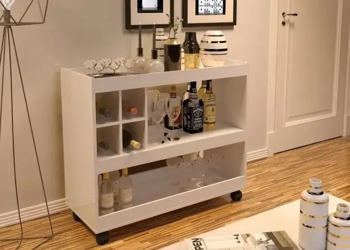 APARADOR BAR 4050 COM ADEGA E RODÍZIOS - 80CM - JB MÓVEIS stok