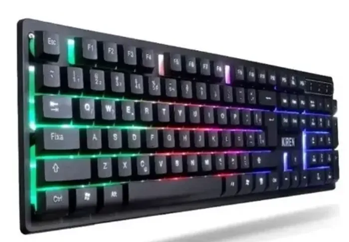 Teclado Gamer Semi-mecânico Usb Kiren KR-6300 Com Led Rgb Abnt2 