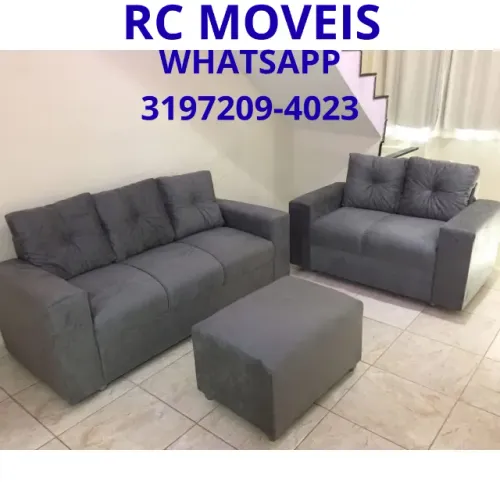 Sofá Canadá 2 e 3 Lugares + Puff - Conforto e Estilo para sua Sala