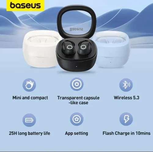 Fone de ouvido Baseus WM02 bluetooth 5.3 (novo)