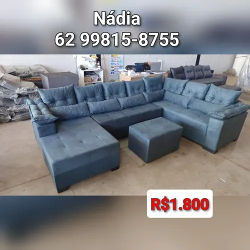 SOFÁ DE CANTO COM CHAISE E ACESSÓRIOS,,,1111