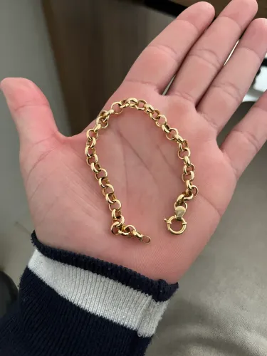 Pulseira portuguesa ouro 18k grossa