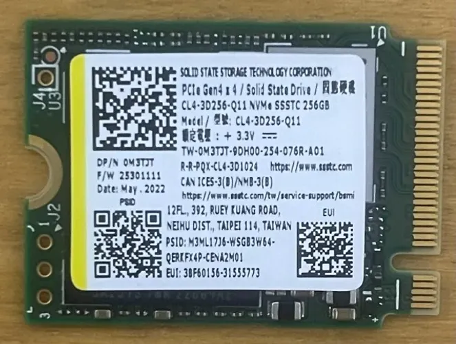 HD SSD M.2 2230 NVMe 256GB SSSTC CL4 PCIe Gen4x4 (DP/N 0M3TJT) - USADO