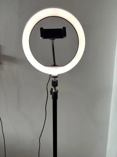 Ring Light LED 8 Polegadas com Tripé 2,10m + Suporte para Celular