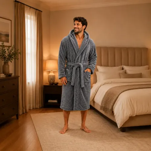 Roupão masculino em Fleece macio e quentinho