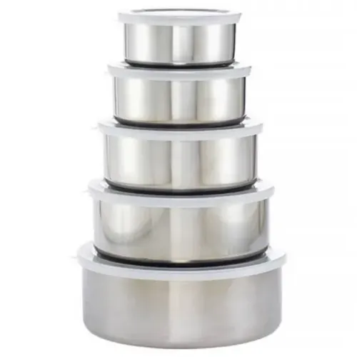 KIT 5 TIGELAS EM INOX COM TAMPA