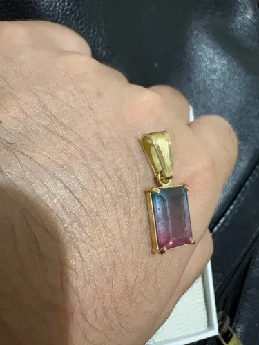 Pingente ouro e turmalina bicolor 5 ct 