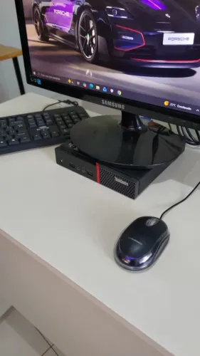 Mini pc lenovo M75q ryzen 3 completo com teclado mouse e monitor