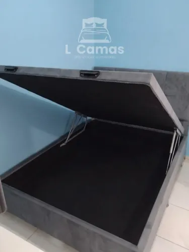 Baú casal cinza suede camurça
