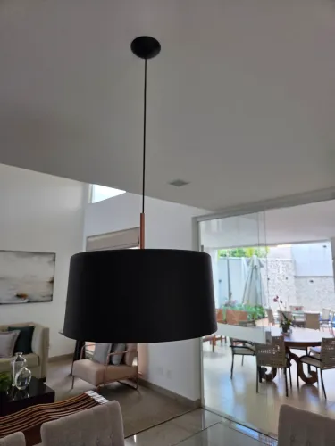 Pendente Meia Cúpula Preto Fosco E Cobre - Moderno