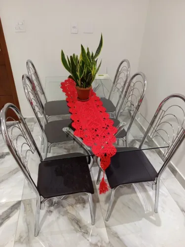 Mesa de Vidro 6 Cadeiras