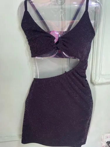 Vestido lurex preto brilhoso