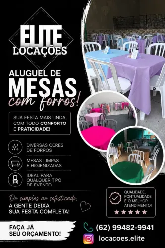 Locação de mesas com forros