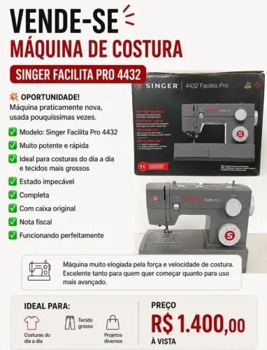 Máquina de costura singer facilita pro 4432