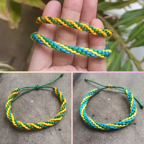 Pulseira macrame tubular cores do Brasil 