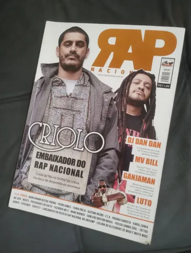 Revista Rap Nacional com Criolo e DJ Dan Dan na capa, exemplar raro.