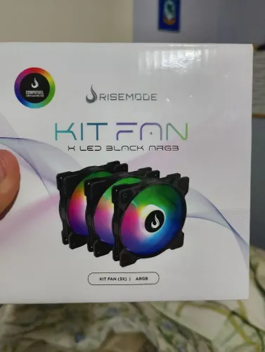 Kit 3 Fan Risemode X Led Black ARGB