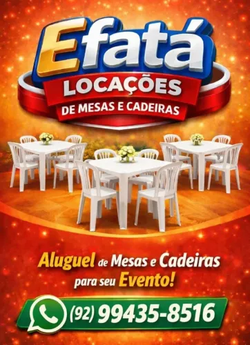 Aluguel de mesas e cadeiras. Contato : *