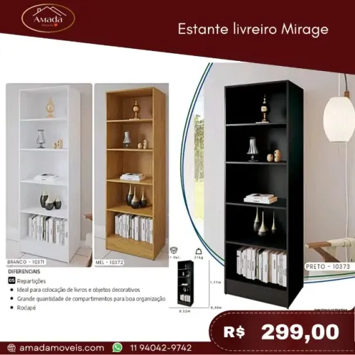 Estante Livreiro mirage, a pronta entrega 