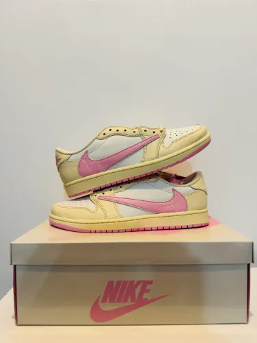 Travis Scott x Air Jordan 1 Low Muslin and Shy Pink