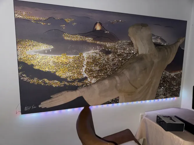 Vendo quadro do Rio de Janeiro com detalhes em espelho e led 1,93x1