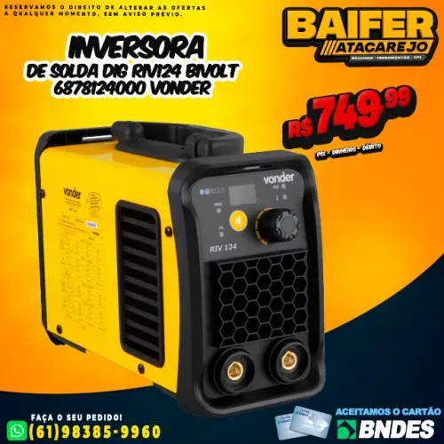 Inversora de Solda DIG RIV124 Bivolt * Vonder