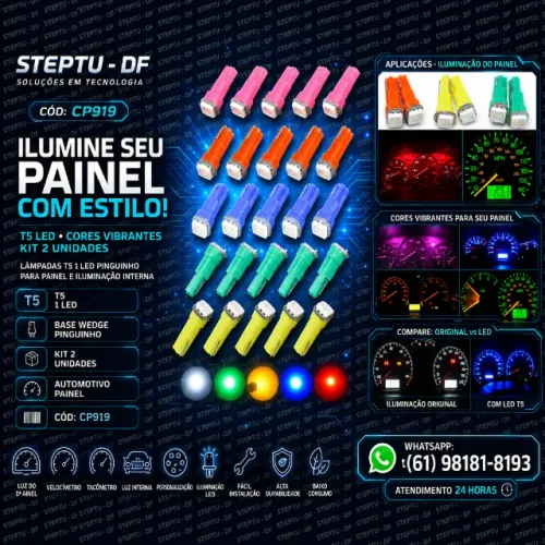 Lãmpada Led  T5 1 Pinguinho Kit 2 Luz (escolha a cor)  Arduino Automação COD-CP919 