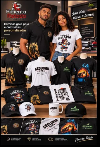 Camisas gola polo, camisetas, bonés e canecas personalizadas
