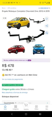 Engate para Onix 2012 a 2019 novo nunca usado