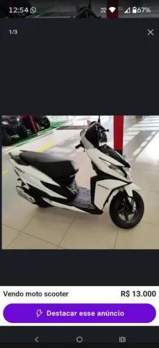 Vendo moto Honda Elite125 ano 2019