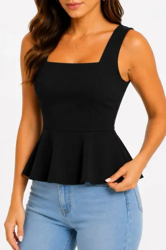 Regata Feminina Peplum Premium | Preta