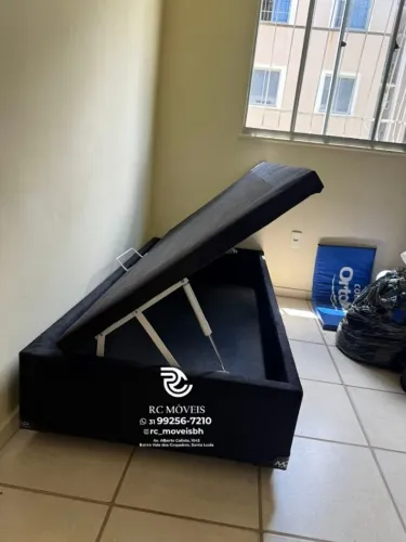 Cama box Baú Tamanho individual 88x1.88 Blindado com Pistão a Gás