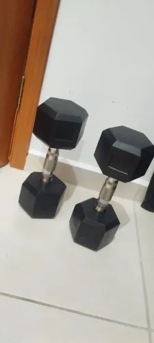 Halter Dumbell Emborrachado Sextavado Cromado De 15lb(6,8kg) Um único haltere par