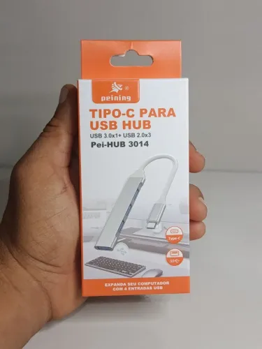 Hub USB-C 4 Portas para Celular e PC (Novo)