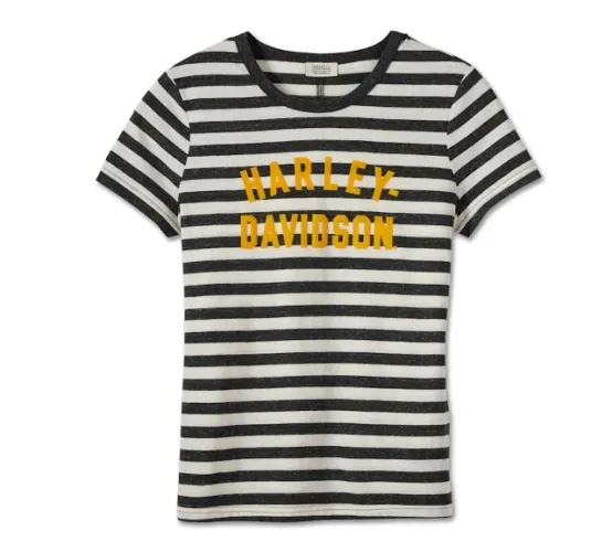Camisa Feminina Harley-Davidson Striped Race Font - ORIGINAL