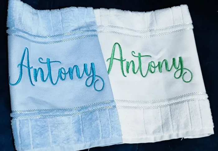 Toalha personalizada azul rosa ou branca