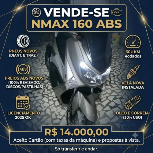 Yamaha NMAX 160 ABS 2017 - Pneus Novos, Toda Revisada e Doc 2025 Pago