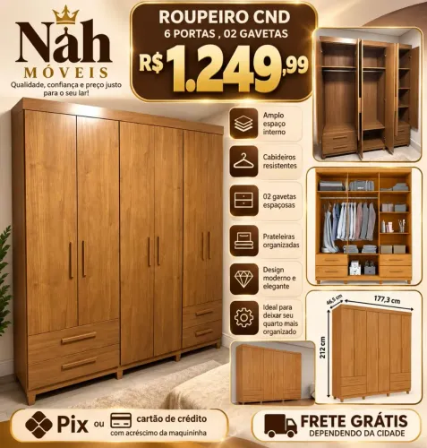 Vendo esse lindo roupeiro 6 portas 2 gavetas pix ou cartão de crédito com acréscimo
