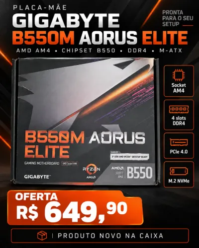 Placa-Mãe Gigabyte B550M AORUS ELITE AM4 DDR4 - Nova na Caixa