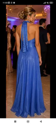 Vestido de luxo pra festa P.azul turquesa
