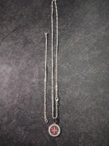 Kit corrente, pulseira e pinjente aço inox