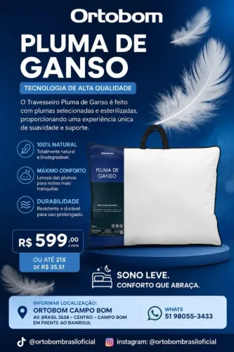 Travesseiro Pluma de Ganso Ortobom