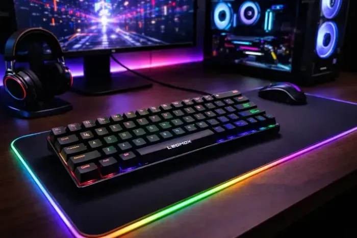 Teclado Mecânico Gamer Lehmox RGB Azul Preto para ABNT2