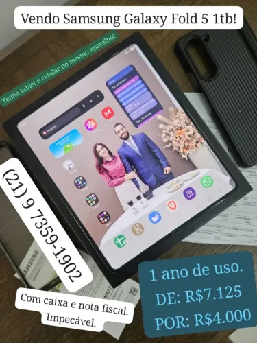Z Fold 5 (1TB) - Dobrável Samsung - Impecável Caixa e Nota Fiscal